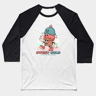 Cold sweet, happy walking mascot ice cream Baseball T-Shirt